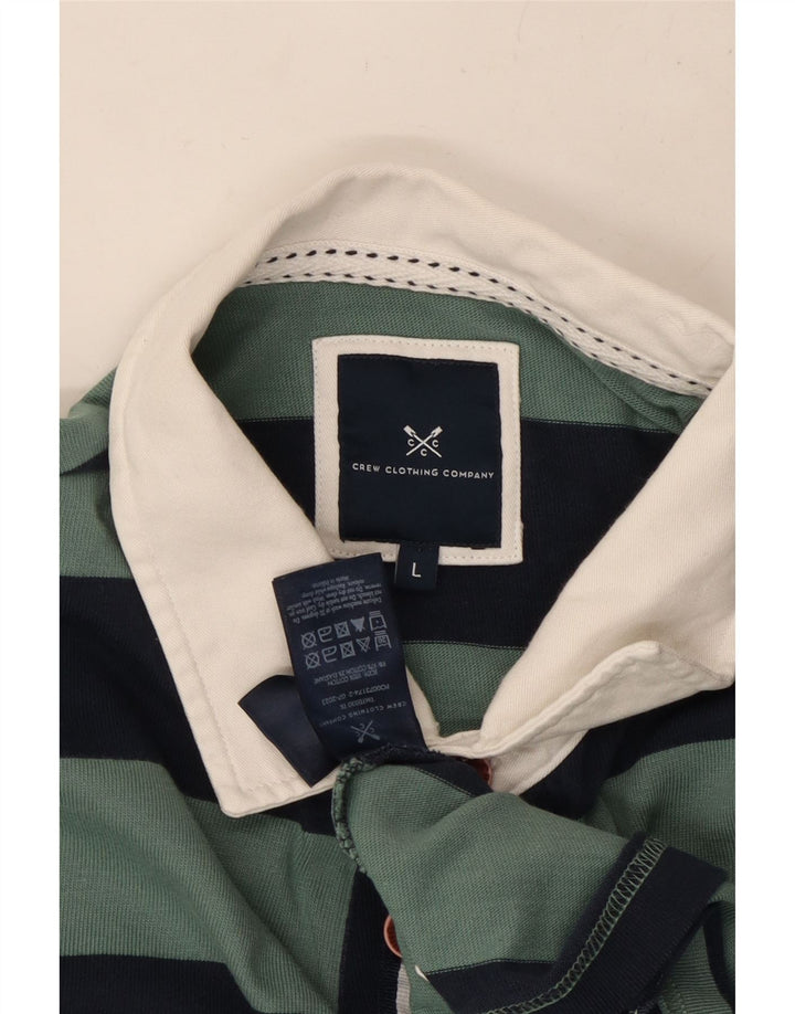 CREW CLOTHING Polo de Rugby à Manches Longues pour Homme Grand Bleu Marine Rayé