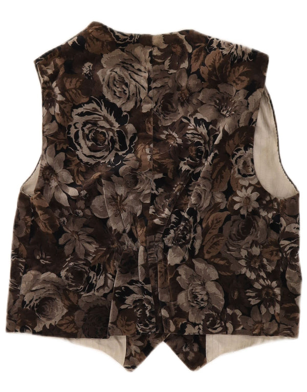gilet femme vintage UK 12 Medium Brown Floral