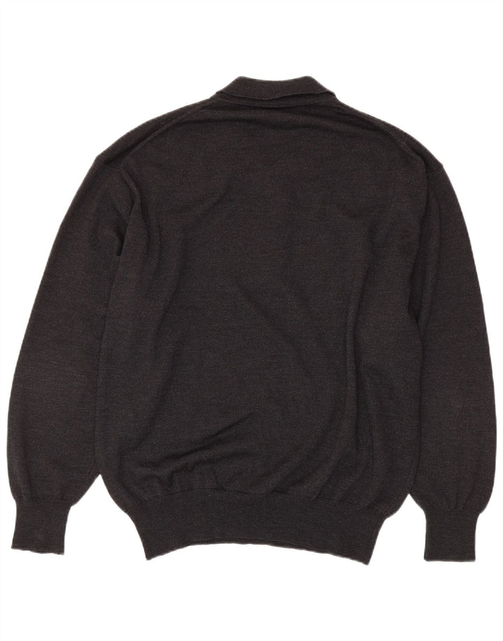 vintage Homme Polo Neck Jumper Pull IT 54 XL Gris