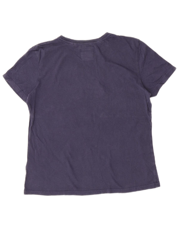 Superdry T-shirt graphique pour femme UK 12 Bleu marine moyen Coton