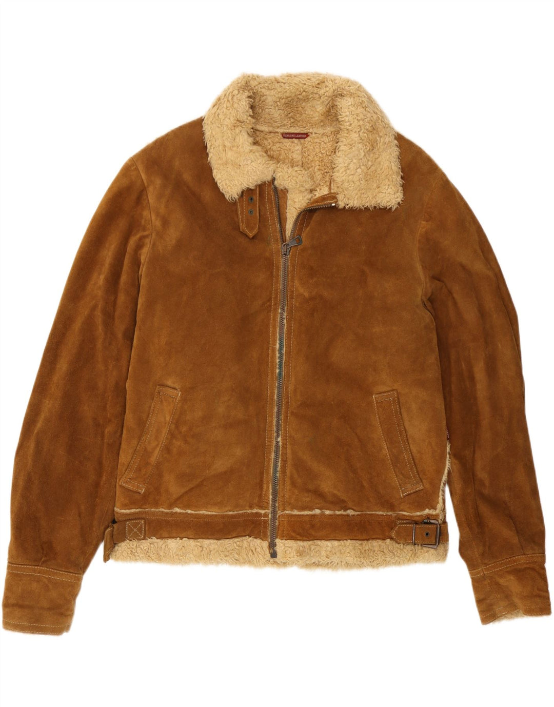 J.J.Scott Veste en daim Sherpa pour homme EU 50 Grand cuir marron