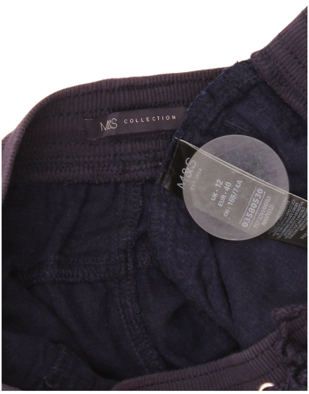 Marks & Spencer Short chino pour femme UK 12 Medium W32 Bleu marine Lin