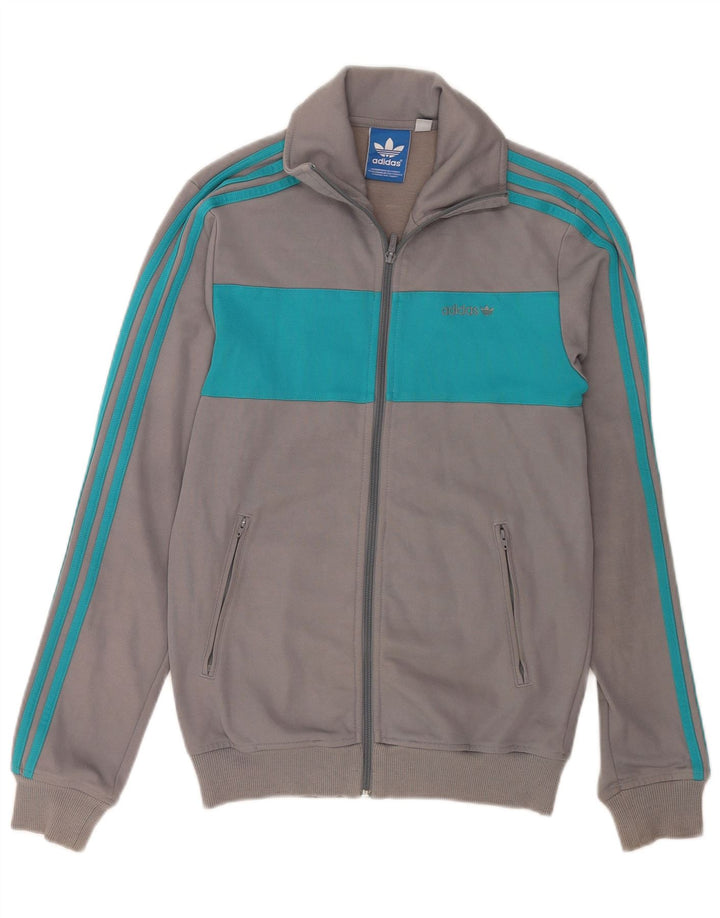 Adidas Veste de survêtement pour homme Taille S en coton color block Gris