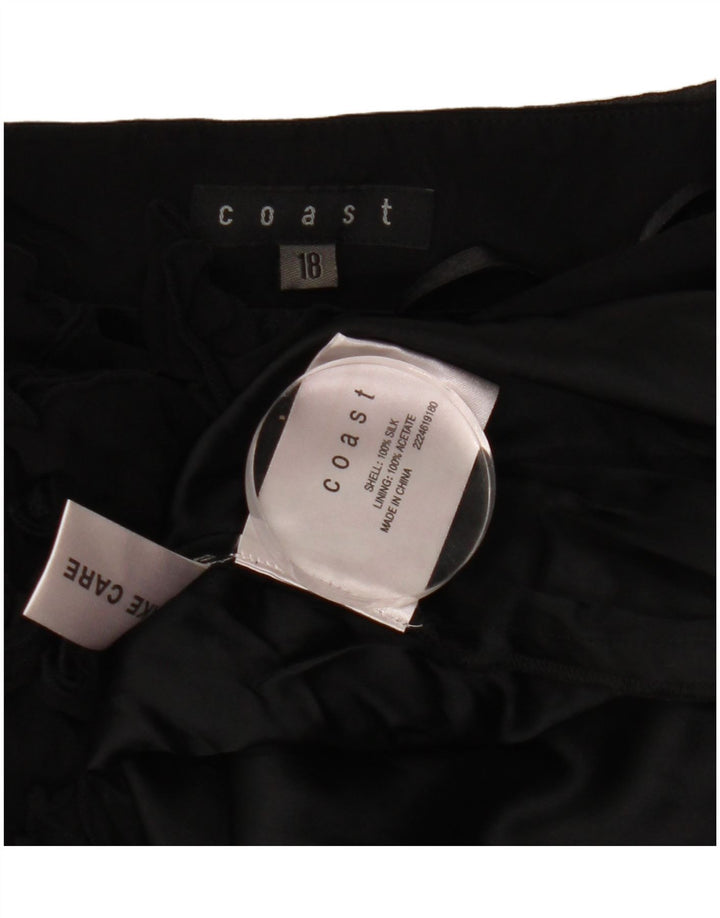 Coast Robe bustier à volants sur le devant pour femme UK 18 XL Soie noire