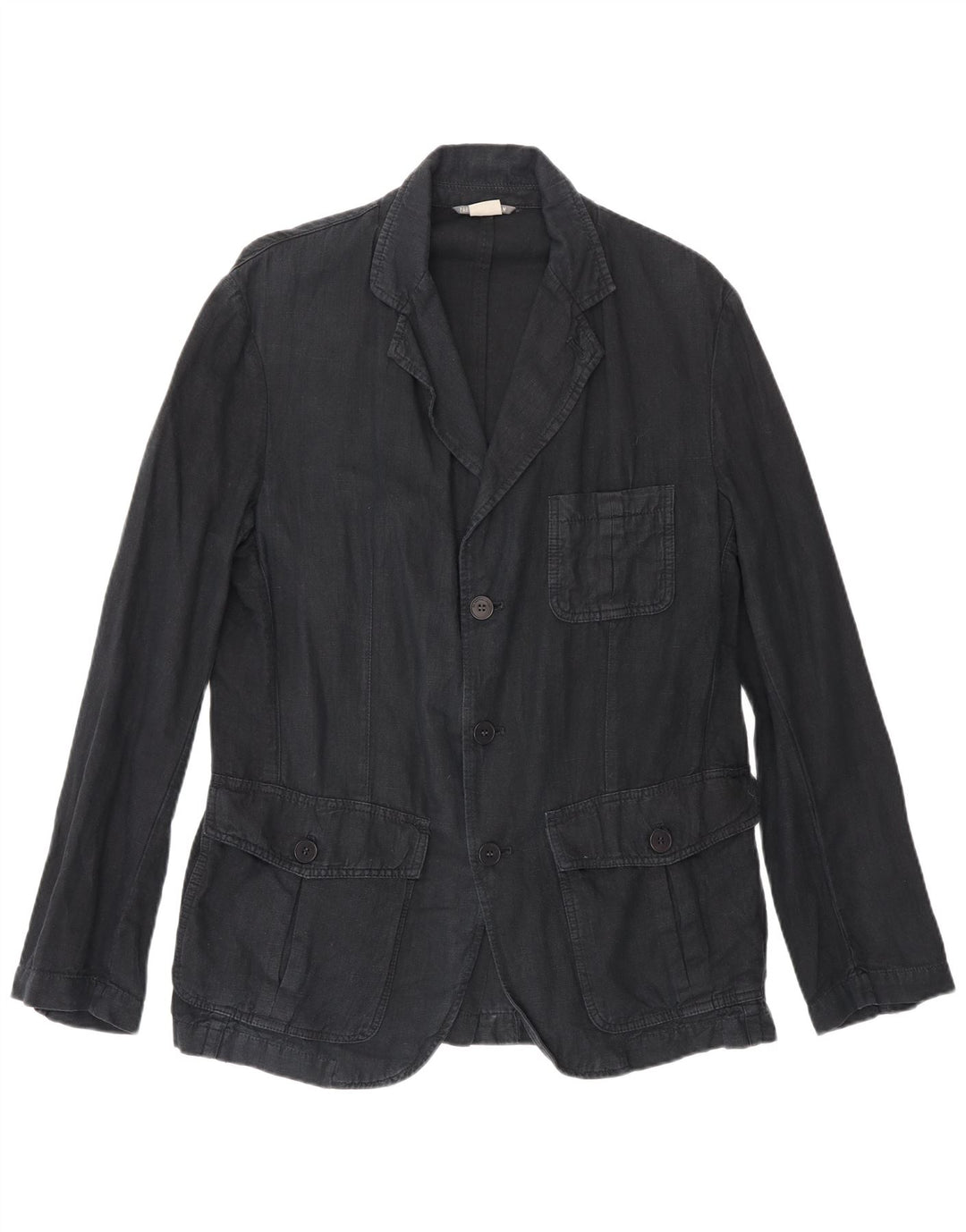 Zara Veste Blazer 3 Boutons Homme UK 40 Grand Lin Bleu Marine