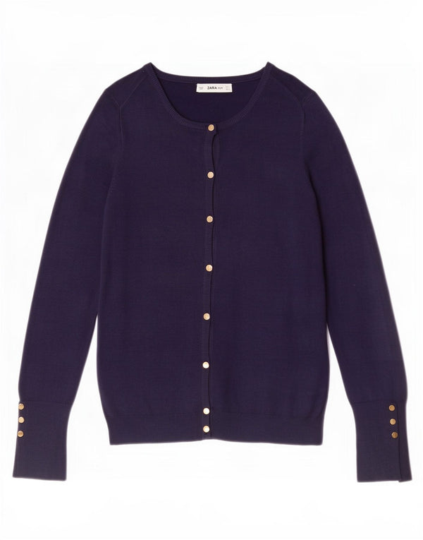 Zara Cardigan Femme Pull UK 14 Large Bleu Marine