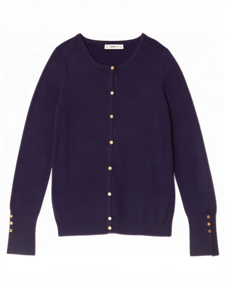 Zara Cardigan Femme Pull UK 14 Large Bleu Marine