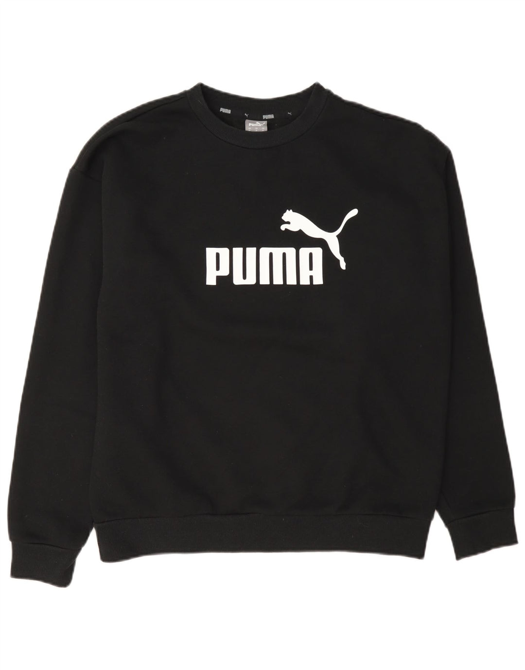 Puma Sweat-shirt graphique pour femme UK 14 Coton noir moyen