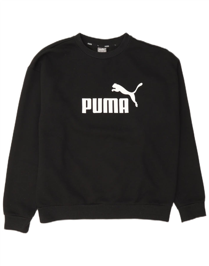 Puma Sweat-shirt graphique pour femme UK 14 Coton noir moyen