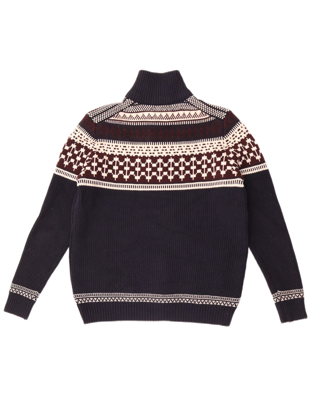 Marks & Spencer Pull à col zippé pour homme Taille L Bleu marine Fair Isle