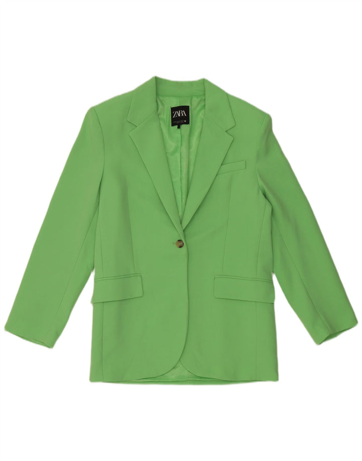 Zara Veste blazer surdimensionnée à 1 bouton pour femme UK 6 XS Vert Polyester