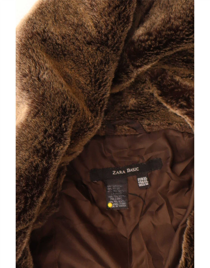 Zara Veste matelassée pour femme UK 18 XL Nylon marron