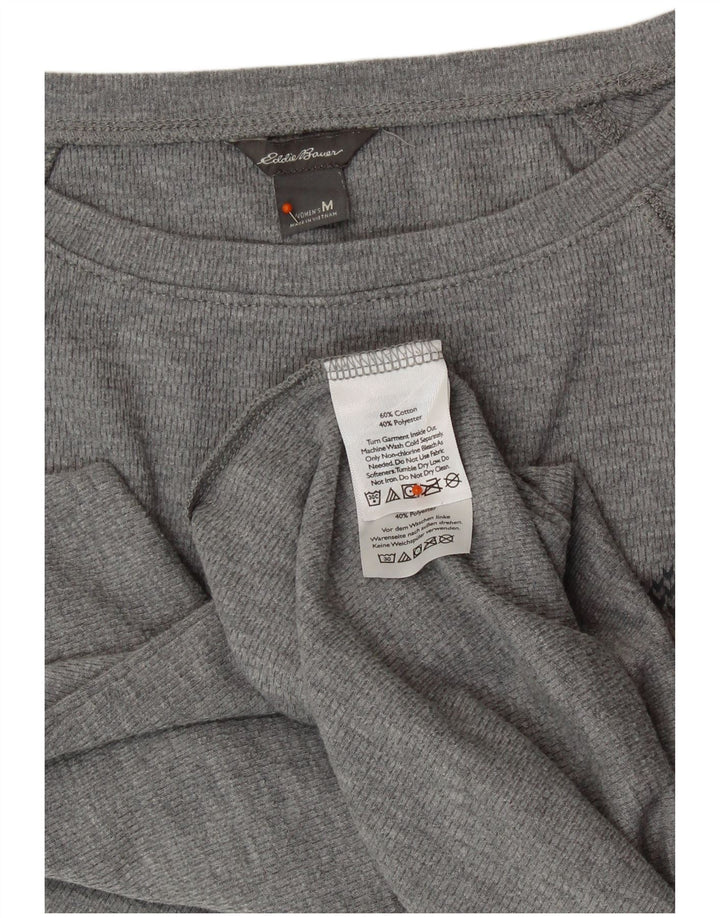 Eddie Bauer Haut à manches longues pour femme UK 12 Gris moyen Fair Isle Coton