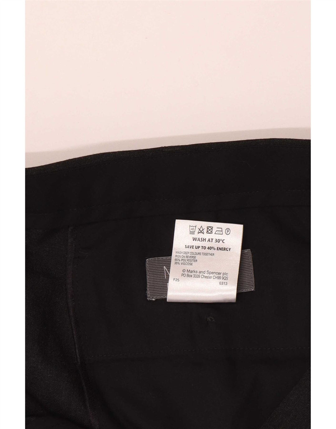 Marks & Spencer Pantalon de costume droit pour homme W42 L33 Noir Polyester