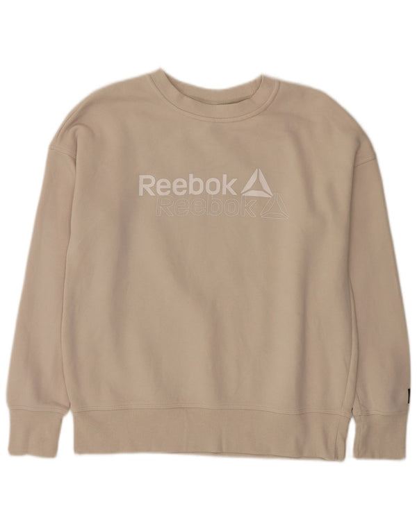 Reebok Sweat-shirt surdimensionné graphique pour femme UK 6 XS Coton beige