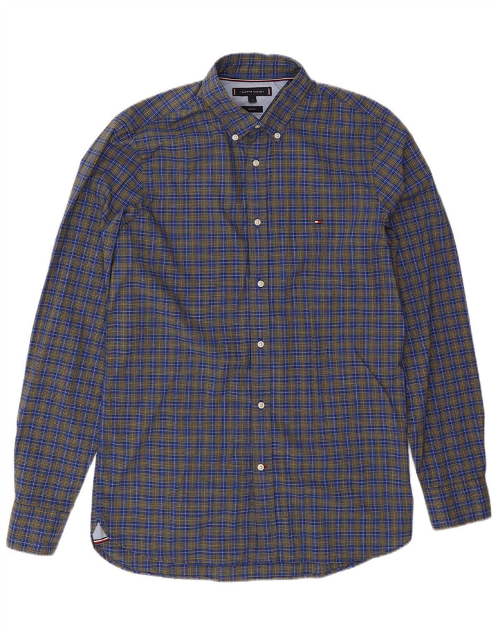 Tommy Hilfiger Chemise Slim Fit Homme Bleu Moyen à Carreaux Coton