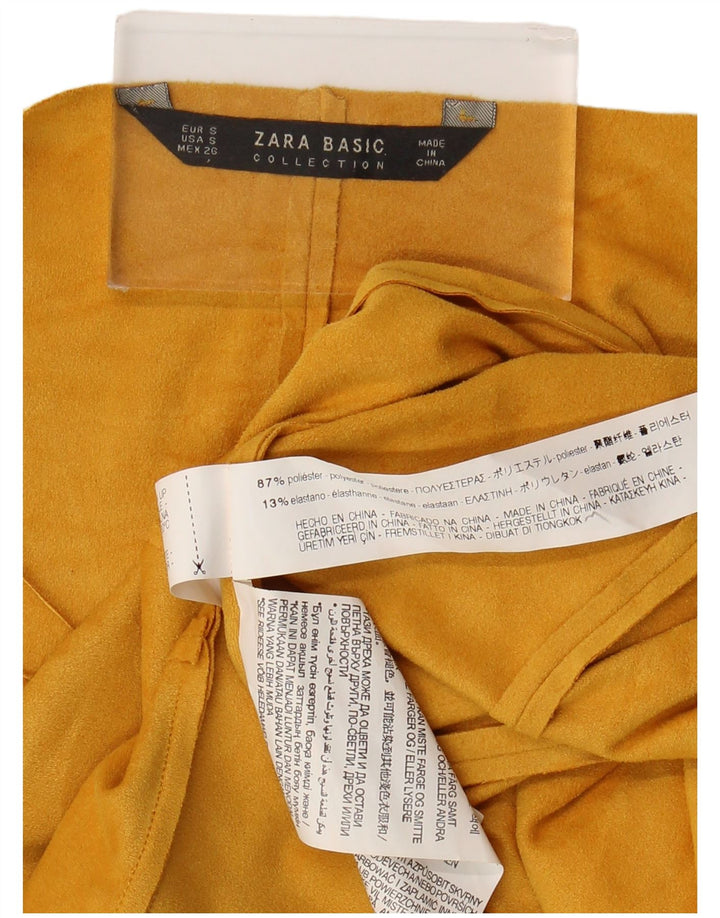 Zara Femme Cardigan Top UK 10 Petit Jaune Polyester