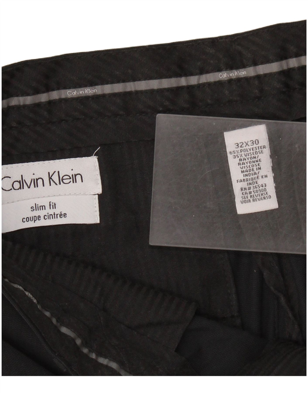 CALVIN KLEIN Pantalon de Costume Slim Fit Homme W32 L30 Noir Polyester