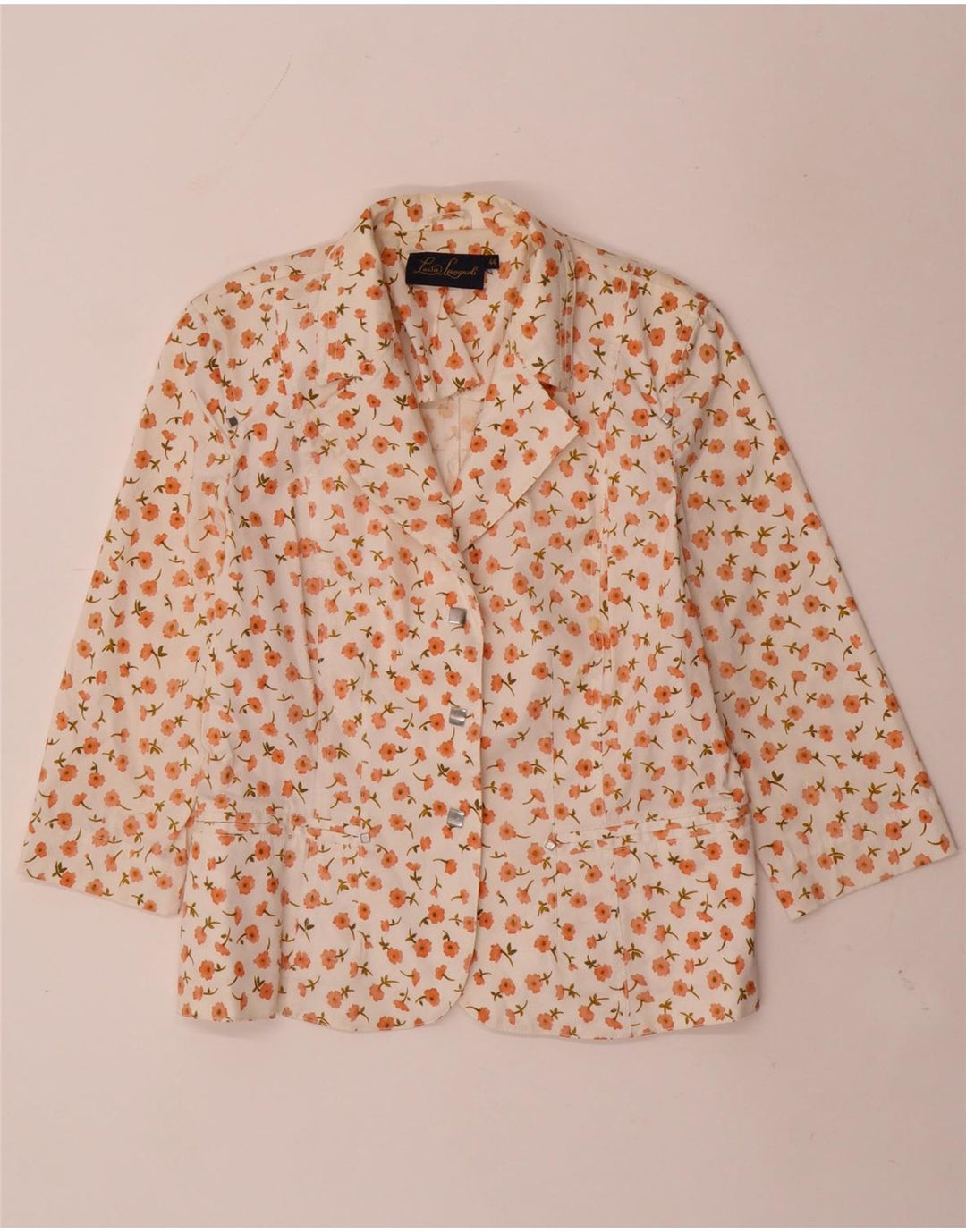LUISA SPAGNOLI Veste Blazer 3 Boutons Femme IT 44 Blanc Moyen Floral