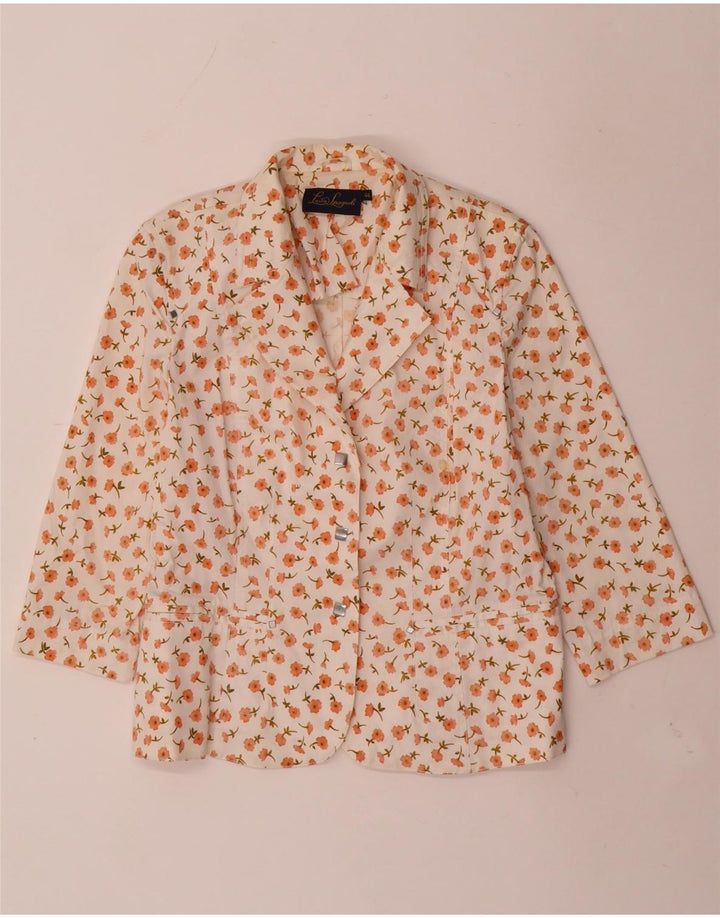 LUISA SPAGNOLI Veste Blazer 3 Boutons Femme IT 44 Blanc Moyen Floral