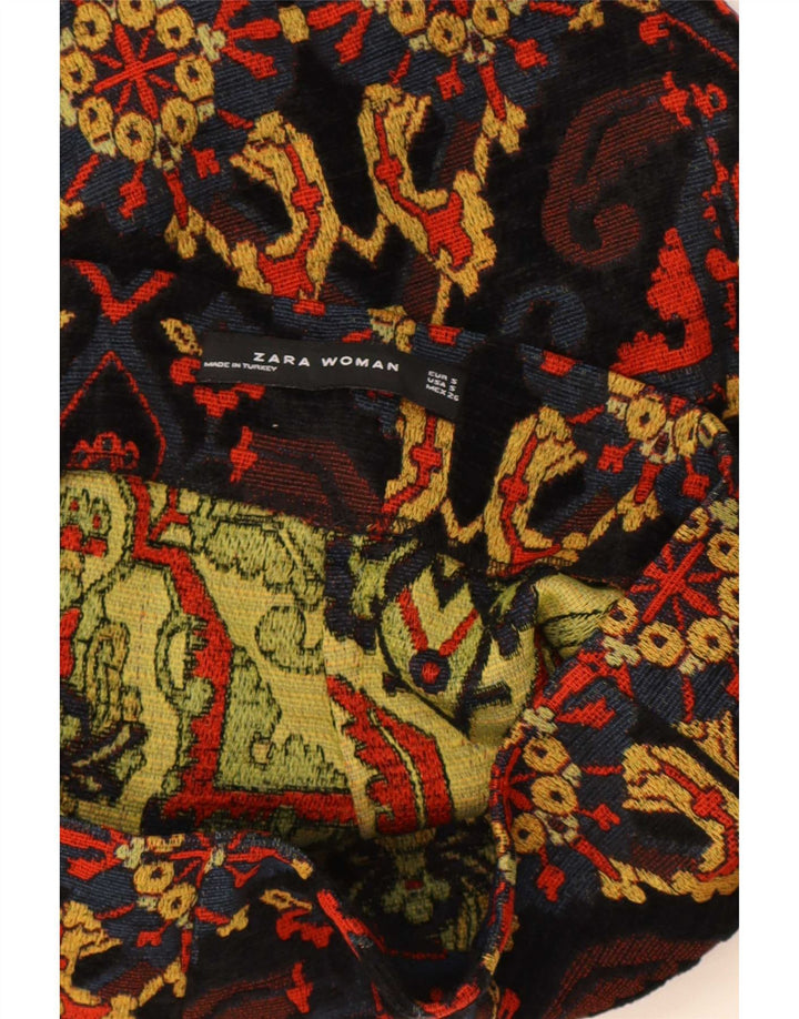 Zara Femme Mini Jupe Small W26 Acrylique Paisley Multicolore