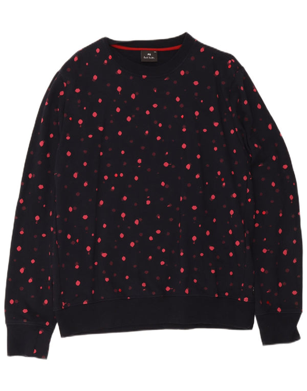 Paul Smith Sweat-shirt pour femme UK 20 2XL Bleu marine en coton à pois