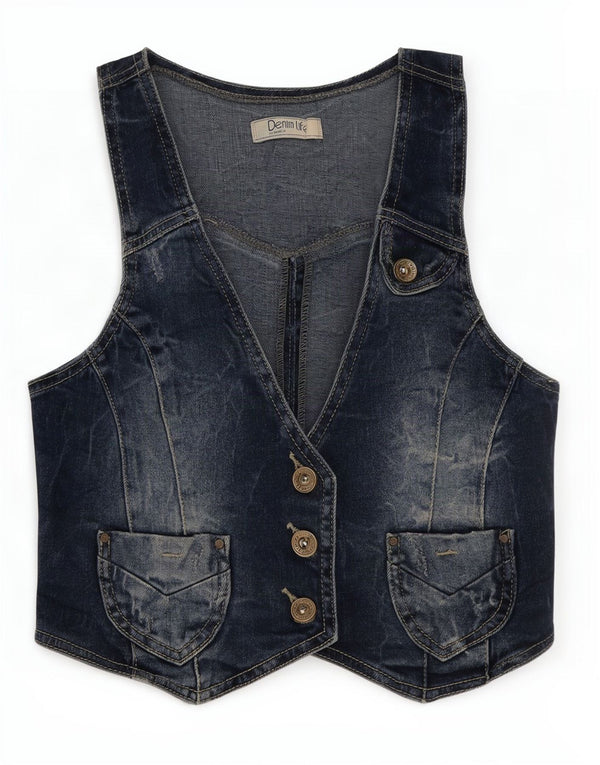 Pimkie Gilet en jean pour femme UK 8 Small Bleu