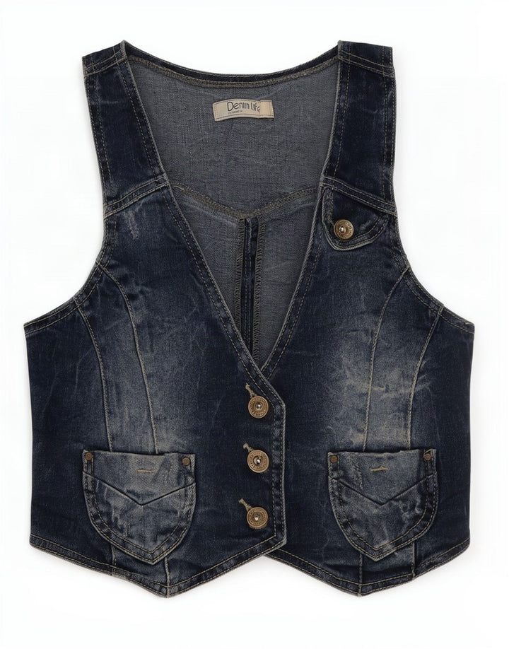 Pimkie Gilet en jean pour femme UK 8 Small Bleu
