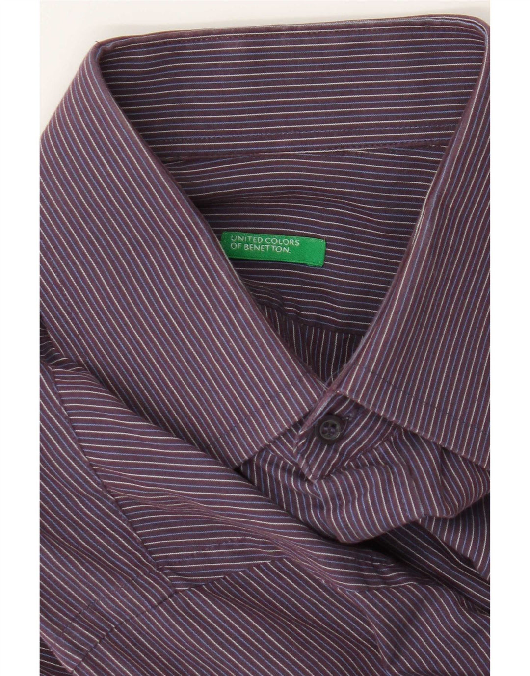 Benetton Chemise Homme Violet Moyen Rayure Fine