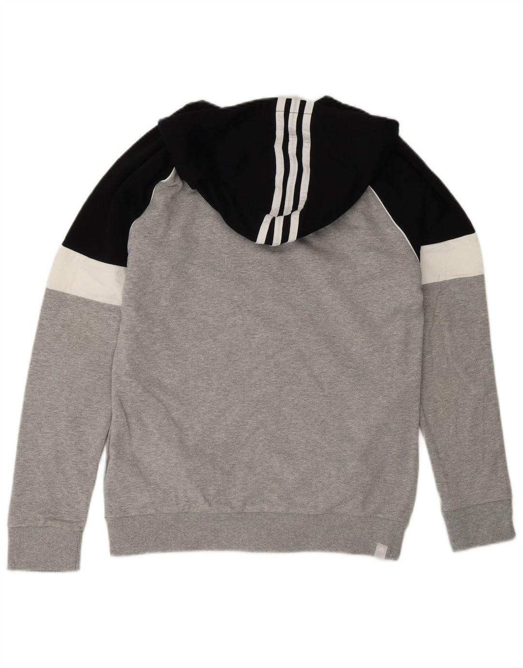 Adidas Pull à capuche zippé pour homme en coton color block gris moyen