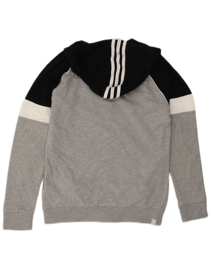 Adidas Pull à capuche zippé pour homme en coton color block gris moyen