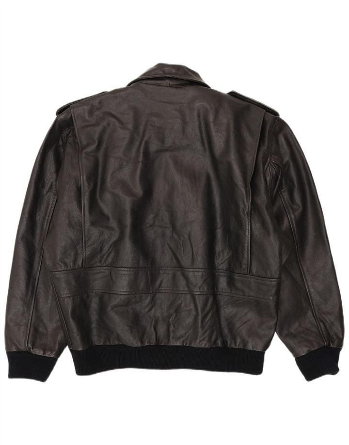 veste en peau de mouton vintage pour hommes IT 48 Noir moyen