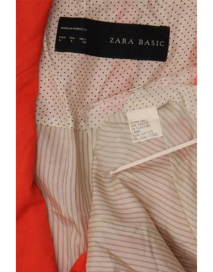 Zara Veste Blazer 1 Bouton Femme UK 14 Grande Viscose Orange