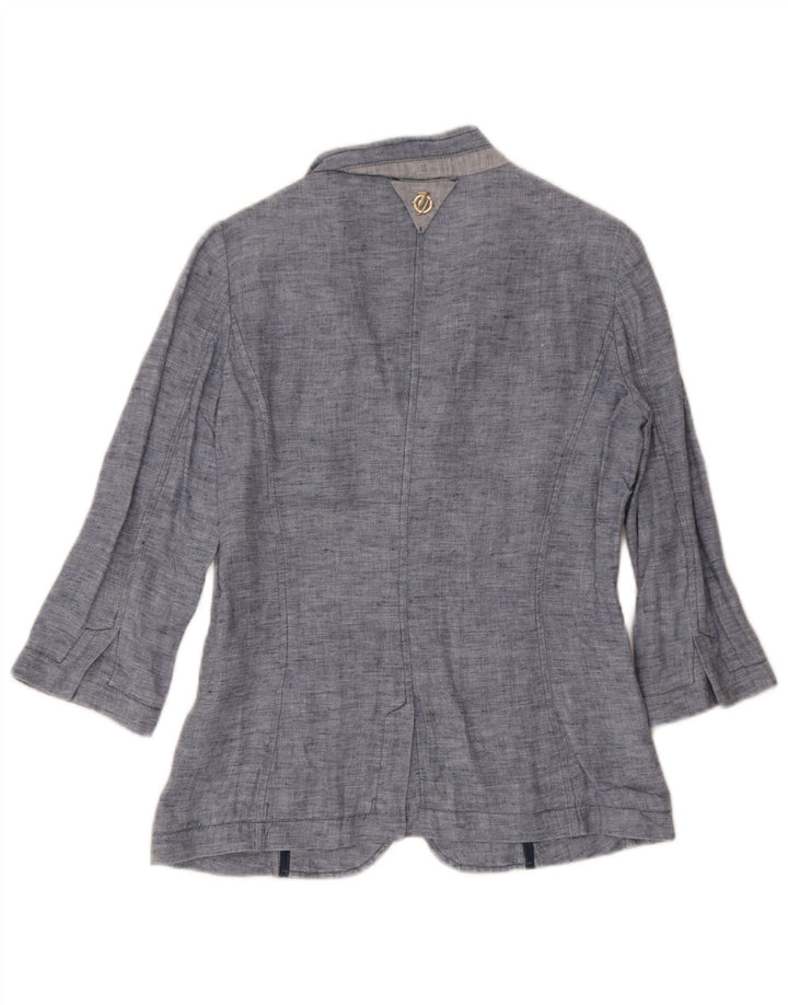 Trussardi Jeans Veste blazer en jean à 3 boutons pour femme UK 10 Small Bleu