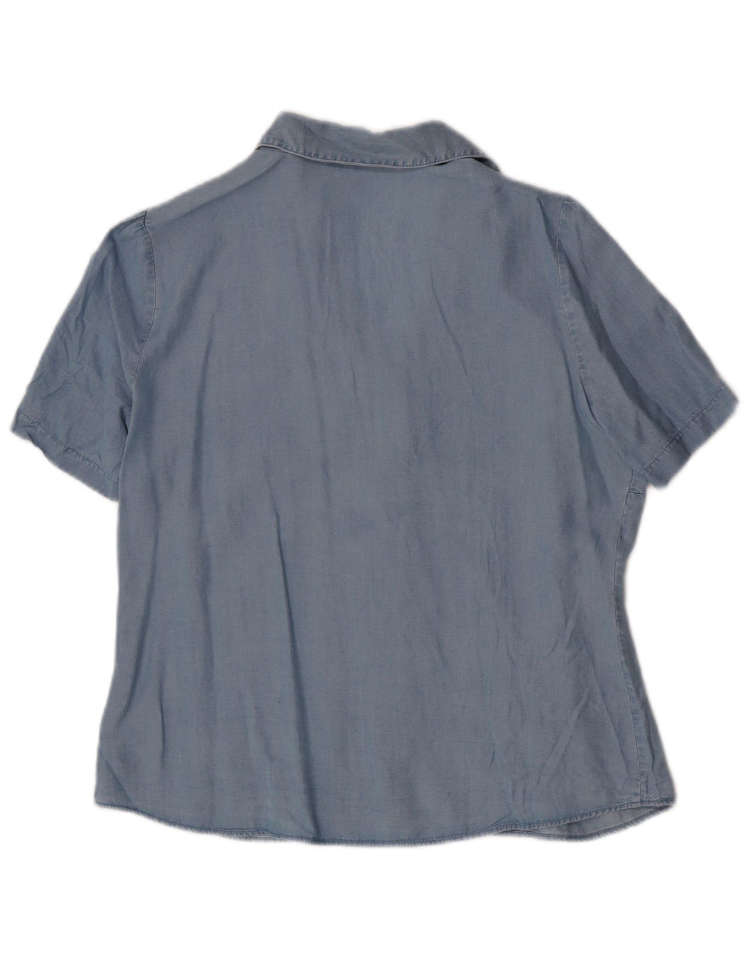 MARKS & SPENCER Chemise à manches courtes pour femme UK 14 Large Bleu Lyocell
