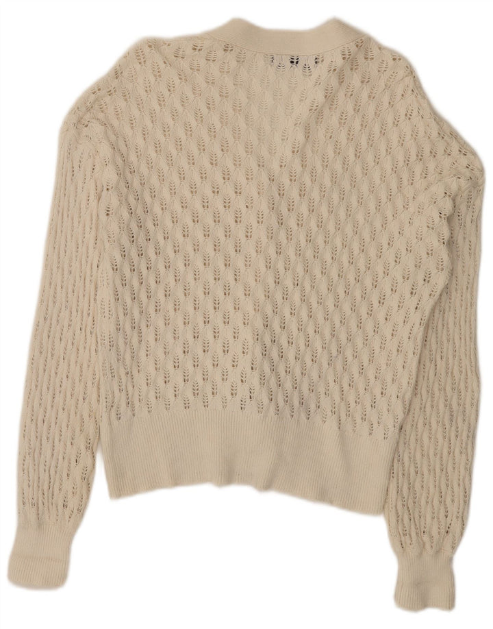 Marks & Spencer Pull Cardigan pour Femme UK 14 Grand Coton Blanc
