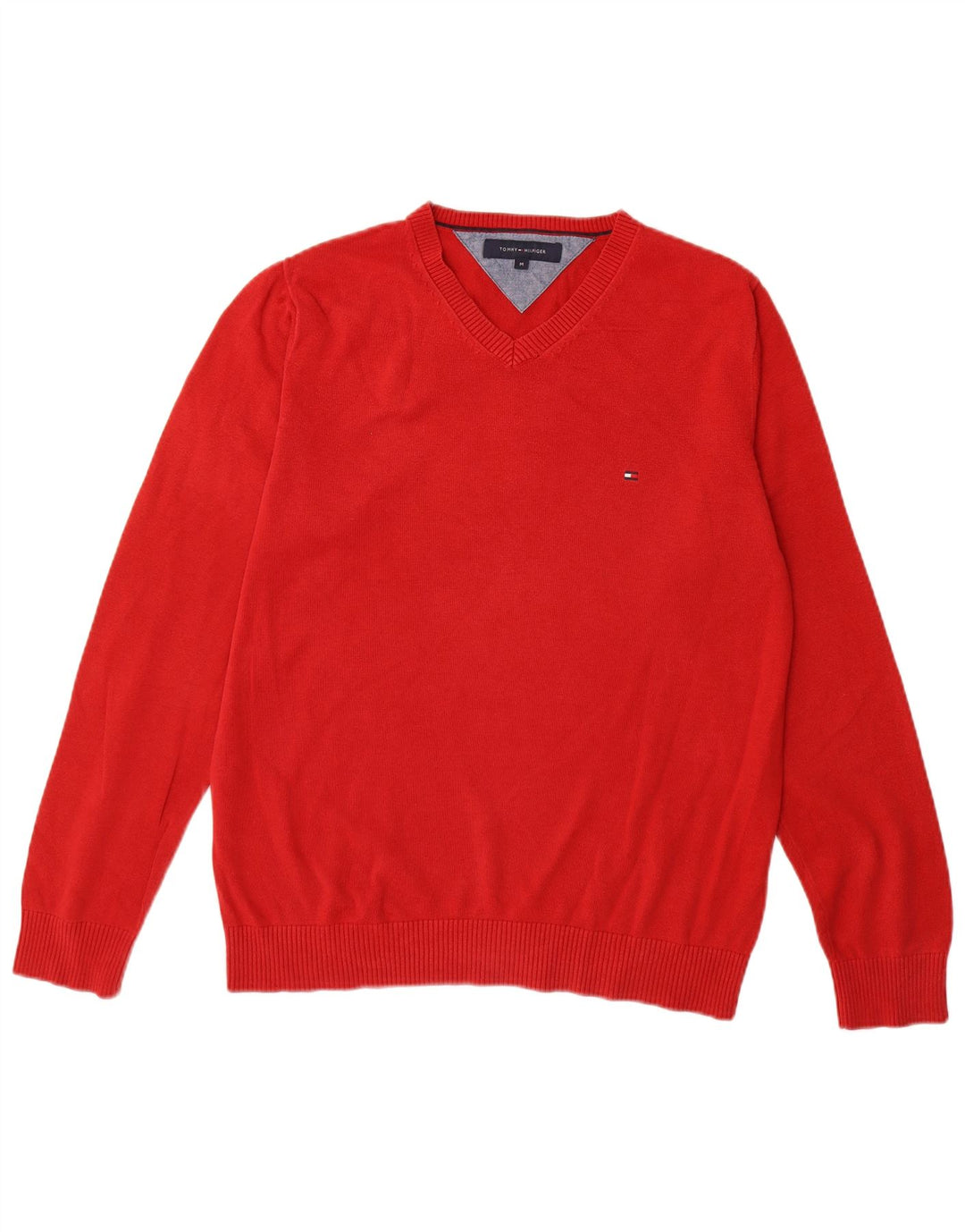TOMMY HILFIGER Pull Col V Homme Rouge Moyen Coton