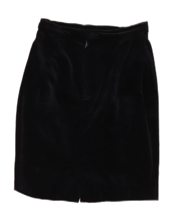 VINTAGE Jupe crayon taille haute en velours pour femme IT 42 Medium W26 Bleu marine