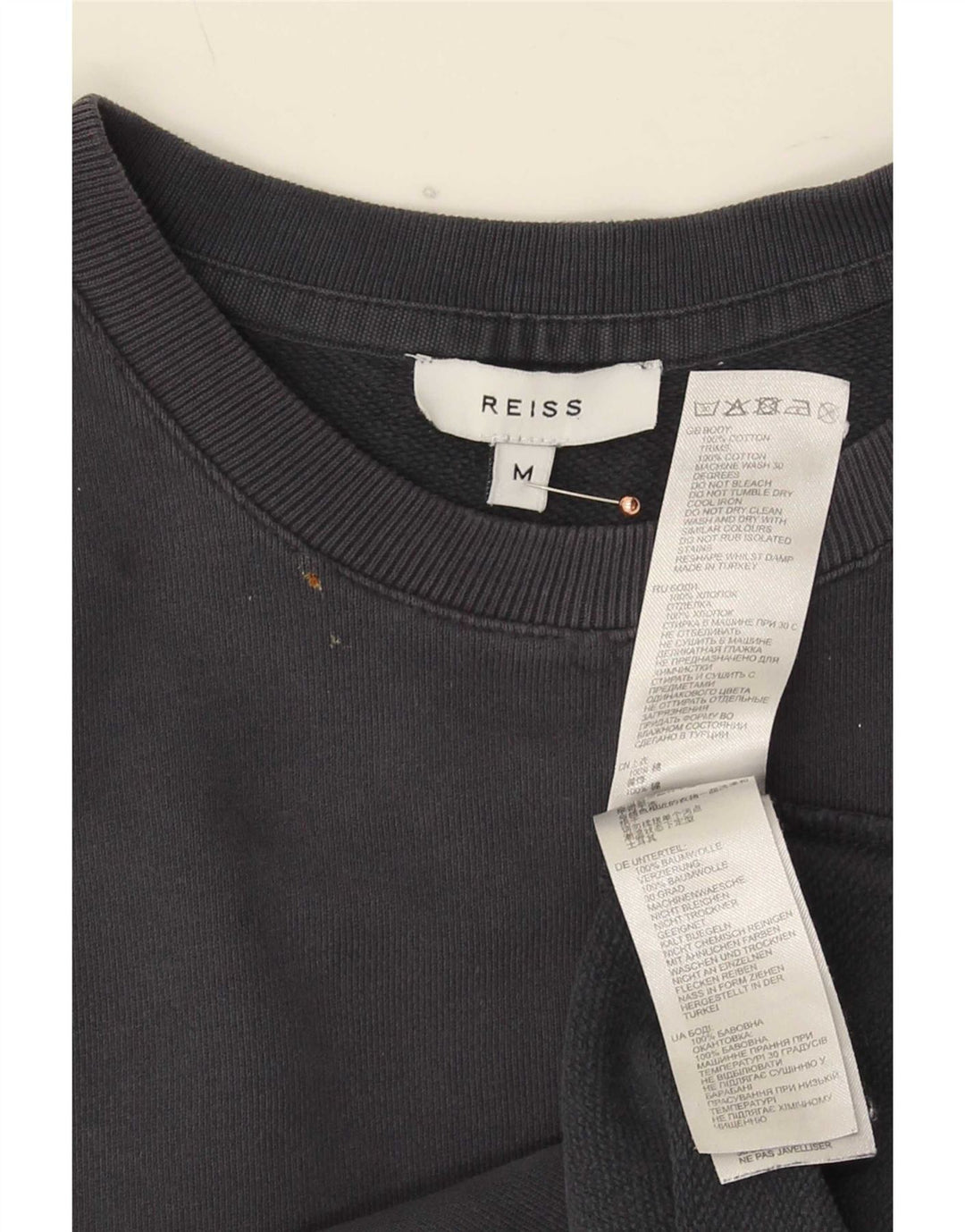 Reiss Sweat-Shirt Homme Bleu Marine Moyen Coton