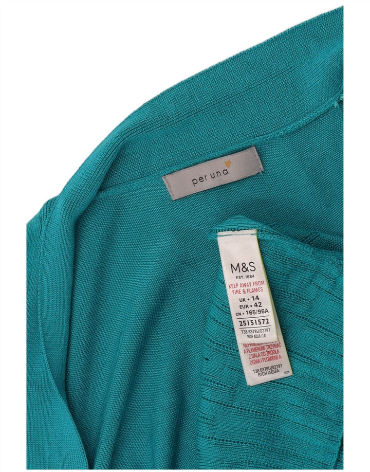 Marks & Spencer Pull cardigan ouvert Per Una pour femme UK 14 Large Turquoise
