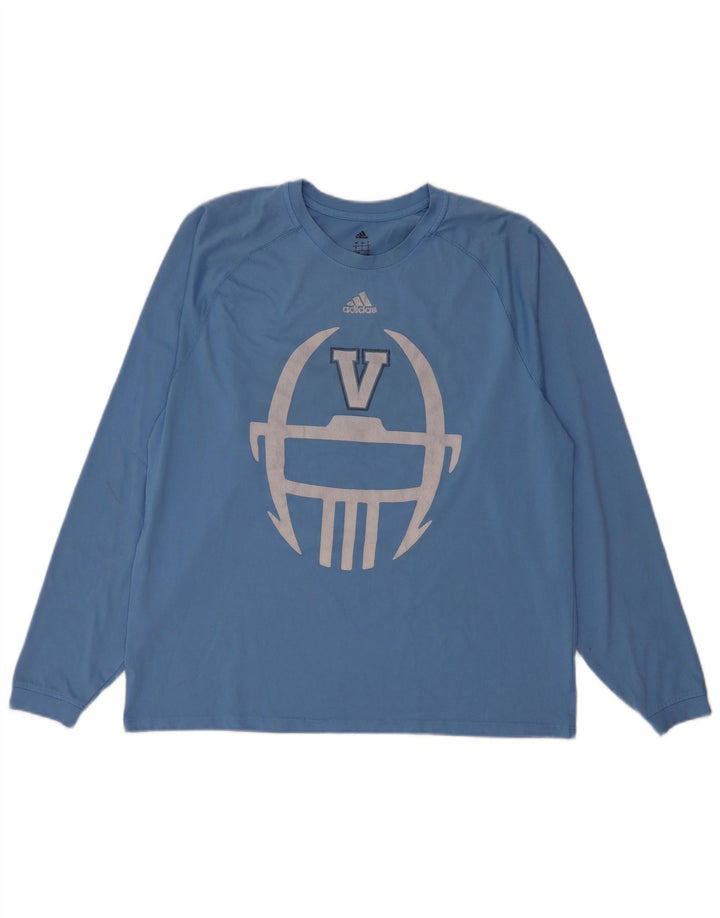 Adidas Hommes Villanova Graphic Top Manches Longues Grand Bleu Polyester