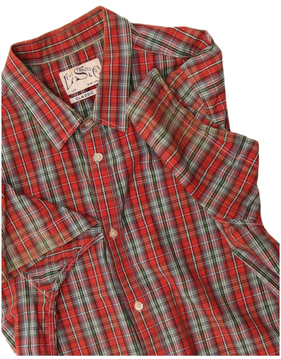LEVI'S Chemise à manches courtes pour homme Coupe classique 2XL Rouge à carreaux