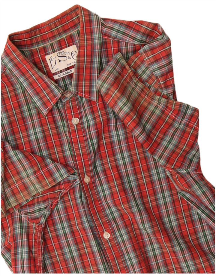 LEVI'S Chemise à manches courtes pour homme Coupe classique 2XL Rouge à carreaux