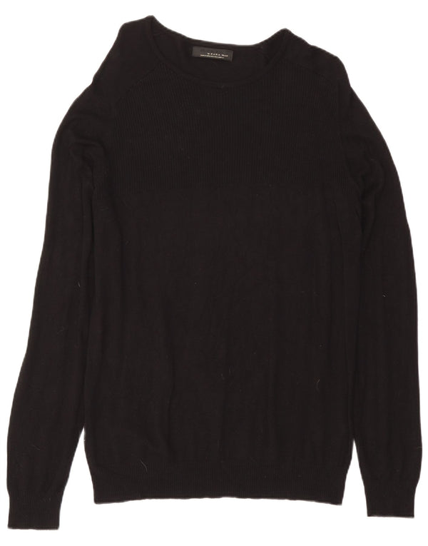Zara Mens Boat Neck Jumper Sweater Large Black