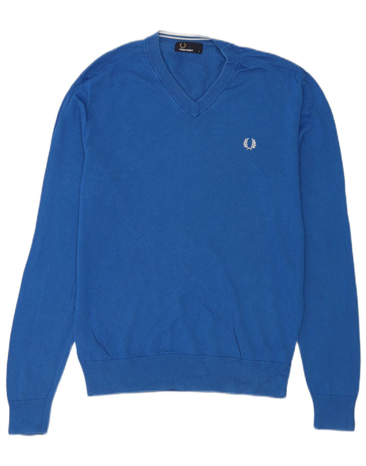 Fred Perry Pull col V pour homme en coton bleu Taille S