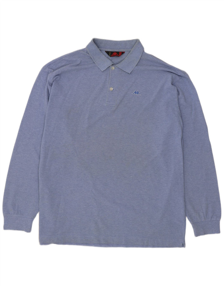 KAPPA Polo à manches longues pour homme en coton bleu moyen