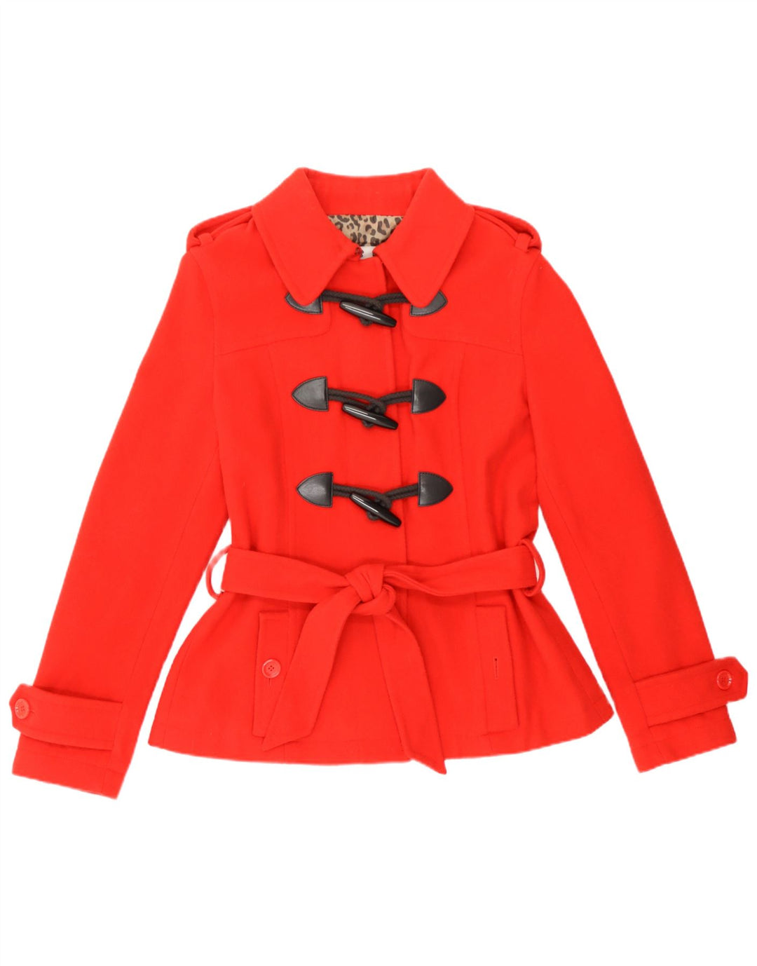 Moschino Duffle Jacket Militaire Femme UK 12 Laine Rouge Moyen