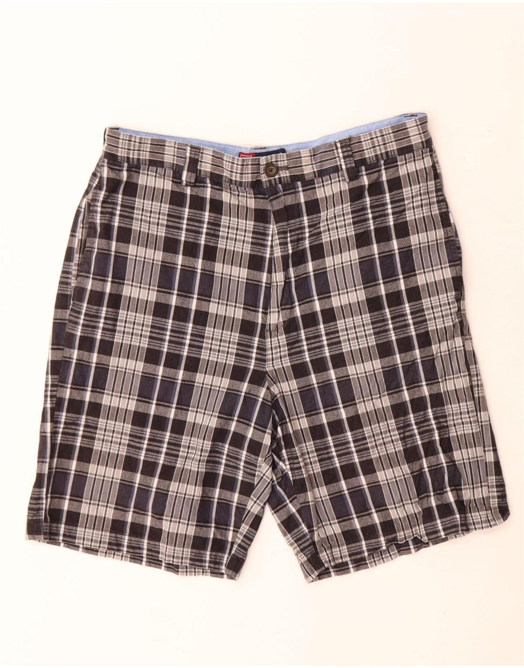 Chaps Short Chino Homme W30 Bleu Marine Moyen à Carreaux