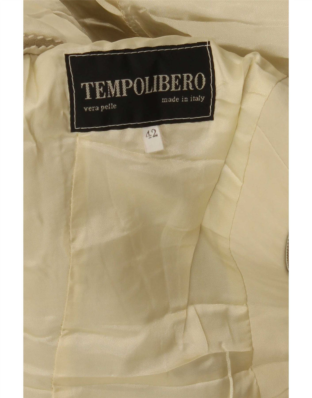 Veste en cuir femme vintage IT 42 Cuir Beige Moyen