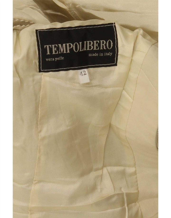 Veste en cuir femme vintage IT 42 Cuir Beige Moyen